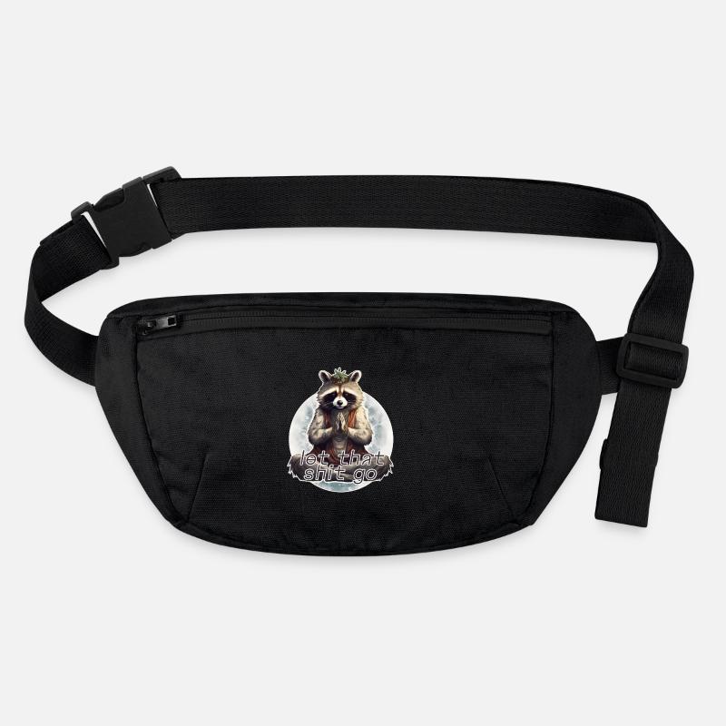 Yoga Waschbär Lass die Scheiße los - Stanley/Stella recycelte Gürteltasche - Schwarz