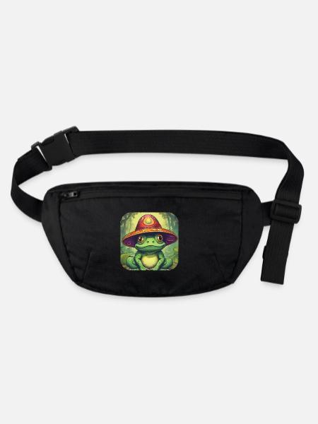 Grenouille psychédélique I - Sac banane recyclé Stanley/Stella - noir - Devant