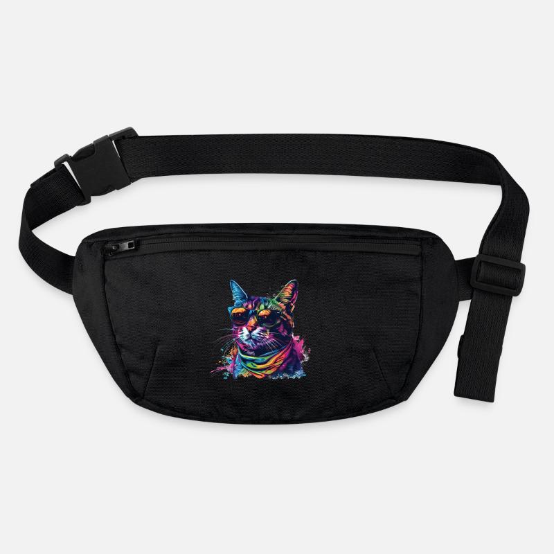 Regenbogen Graffiti Katze mit Sonnenbrille Stanley/Stella recycelte Gürteltasche