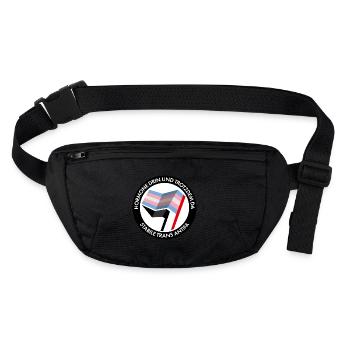Hormone drin und trotzdm da – stabile trans Antifa - Stanley/Stella recycelte Gürteltasche - Schwarz - Vorne