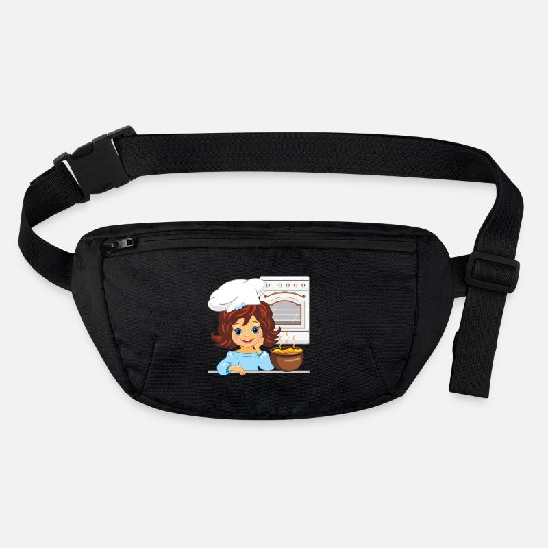 Nettes Mädchen kocht Suppe in der Küche Stanley/Stella recycelte Gürteltasche
