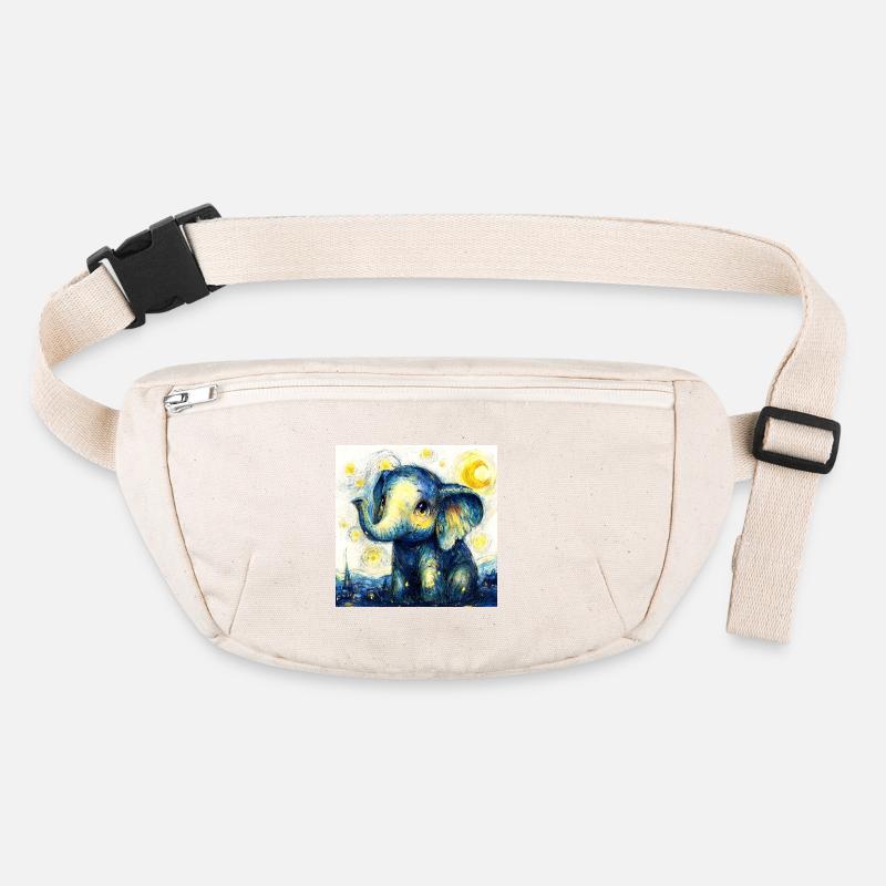 Mignon éléphant bleu dans le style de Van Gogh Sac banane recyclé Stanley/Stella