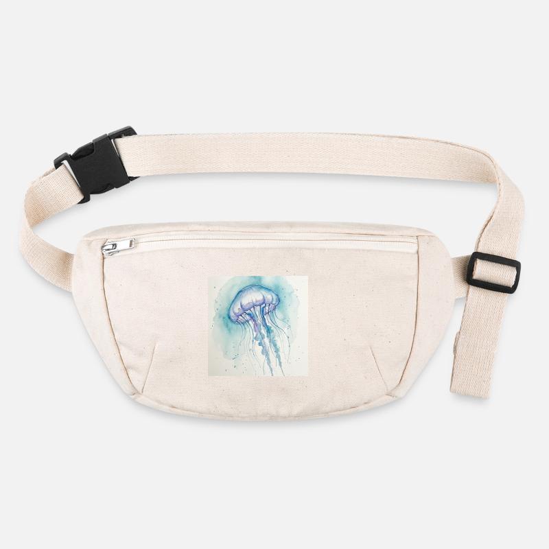 Aquarelle de Méduse, Bleu Océan Sac banane recyclé Stanley/Stella