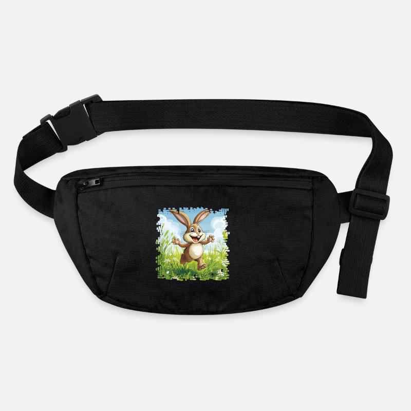 Lapin joyeux dans la prairie printanière Sac banane recyclé Stanley/Stella