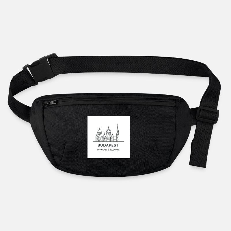 Budapest Linienkunst Silhouette Wahrzeichen - Stanley/Stella recycelte Gürteltasche - Schwarz