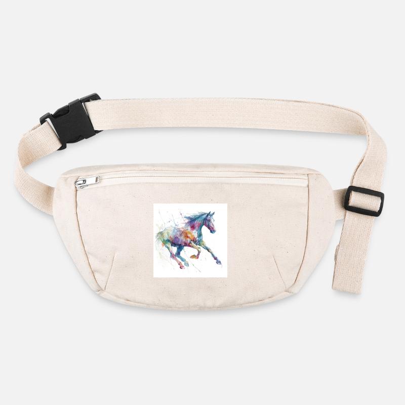 Lebendiges Aquarellpferd Stanley/Stella recycelte Gürteltasche