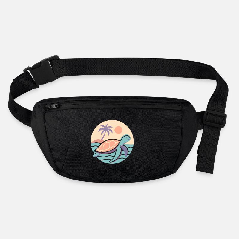 Retro Schildkröte am Strand  Stanley/Stella recycelte Gürteltasche