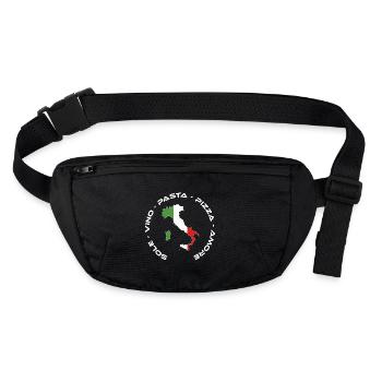 Italie - Italia Sole, Vino, Pâtes, Pizza e Amore - Sac banane recyclé Stanley/Stella - noir - Devant