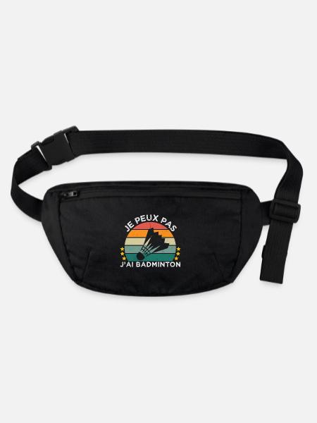 Je peux pas j' ai badminton cadeau badiste vintage - Sac banane recyclé Stanley/Stella - noir - Devant