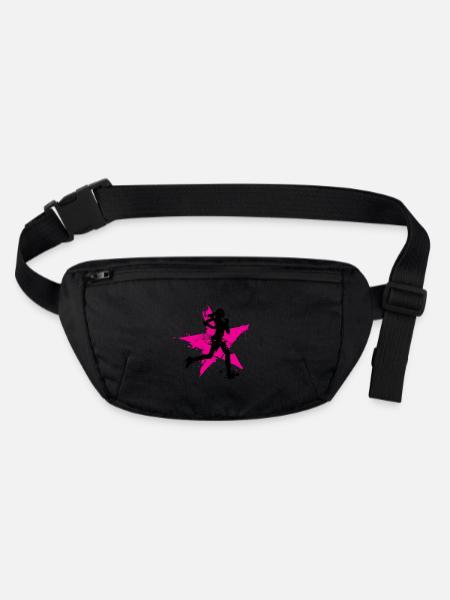 runner female with star - Stanley/Stella recycled Hip Bag  - black - Front