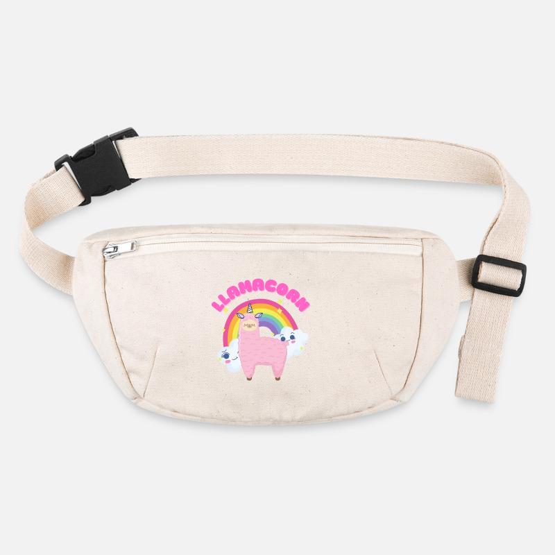 Whimsical Pink Llama with Rainbow Stanley/Stella recycled Hip Bag 