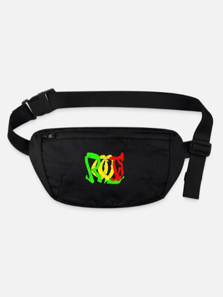 Rasta Farbblock Muster - Stanley/Stella recycelte Gürteltasche - Schwarz - Vorne