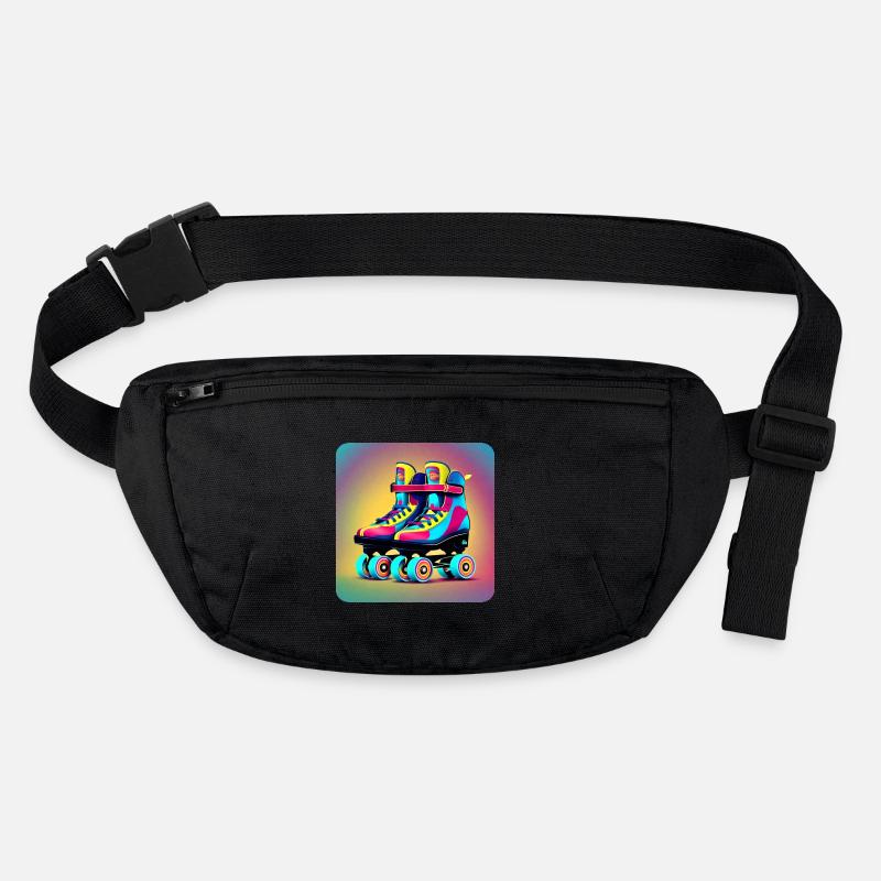 Bunte Disco Rollschuhe im Retro Style - Stanley/Stella recycelte Gürteltasche - Schwarz