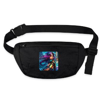 Fille cyberpunk cool avec des lunettes de soleil aviateur - Sac banane recyclé Stanley/Stella - noir - Devant
