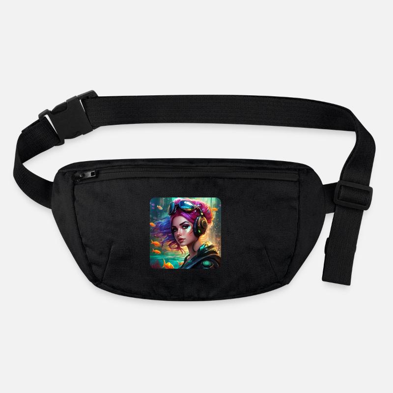 Fille cyberpunk cool avec des écouteurs et du poisson Sac banane recyclé Stanley/Stella