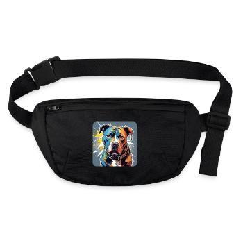 Cooler Pitbull Hund - Stanley/Stella recycelte Gürteltasche - Schwarz - Vorne