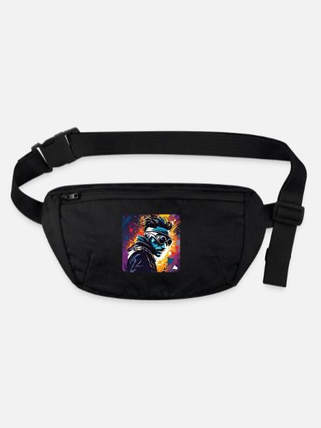 Homme steampunk cool avec des lunettes - Sac banane recyclé Stanley/Stella - noir - Devant