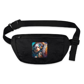 Ange cyberpunk cool avec des écouteurs - Sac banane recyclé Stanley/Stella - noir - Devant