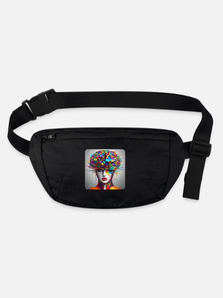 Cool Colorful Psychedelic Motif Woman - Stanley/Stella recycled Hip Bag  - black - Front