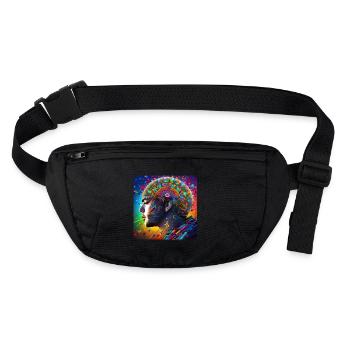 Motif psychédélique coloré cool - Sac banane recyclé Stanley/Stella - noir - Devant