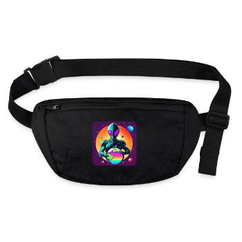 Cool alien with planet in his hands - Stanley/Stella recycled Hip Bag  - black - Front