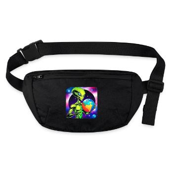 Cool alien with planet in his hands - Stanley/Stella recycled Hip Bag  - black - Front