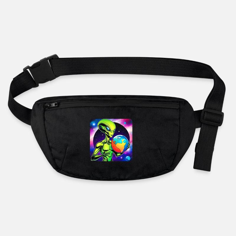 Cooler Alien mit Planet in den Händen - Stanley/Stella recycelte Gürteltasche - Schwarz