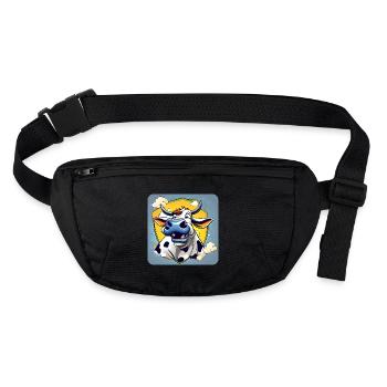Verrückte Kuh - Stanley/Stella recycelte Gürteltasche - Schwarz - Vorne