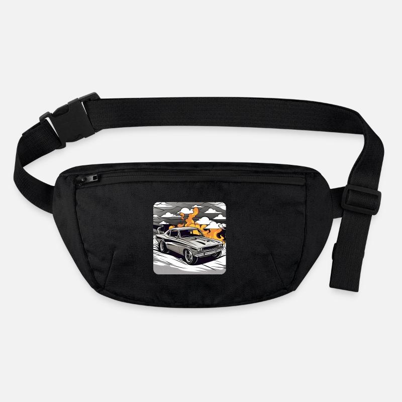 Vintage Drift Car Turbo Rally with Fire Stanley/Stella recycled Hip Bag 