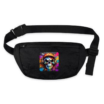 Crâne cool avec casque Style graffiti - Sac banane recyclé Stanley/Stella - noir - Devant