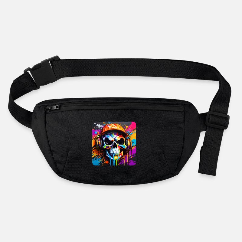 Crâne cool avec casque Style graffiti Sac banane recyclé Stanley/Stella