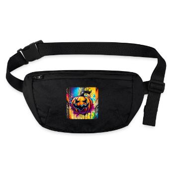 Tête de citrouille d’Halloween effrayante dans le Style Graffiti - Sac banane recyclé Stanley/Stella - noir - Devant