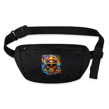 Crâne cool avec casque Style graffiti - Sac banane recyclé Stanley/Stella - noir - Devant