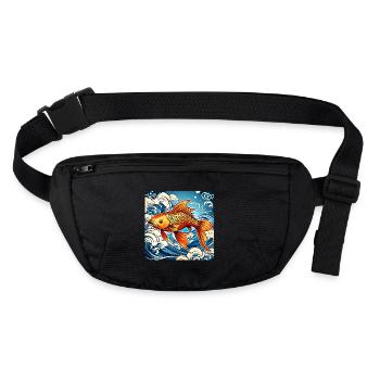 Carpe koï asiatique - Sac banane recyclé Stanley/Stella - noir - Devant