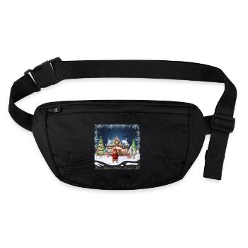 Verrücktes Weihnachtscafé - Stanley/Stella recycelte Gürteltasche - Schwarz - Vorne