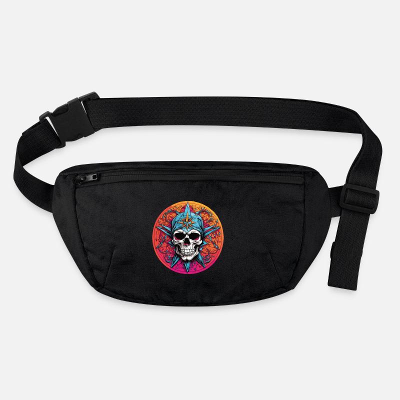 Totenkopf mit bunter Haube mit Dekoelementen Stanley/Stella recycelte Gürteltasche