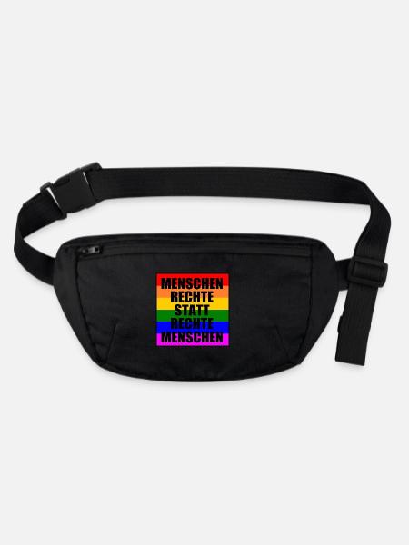 Gegen rechts - Stanley/Stella recycelte Gürteltasche - Schwarz - Vorne