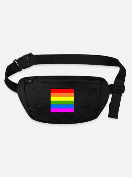 rainbow flag rainbow lgbt flag - Stanley/Stella recycled Hip Bag  - black - Front