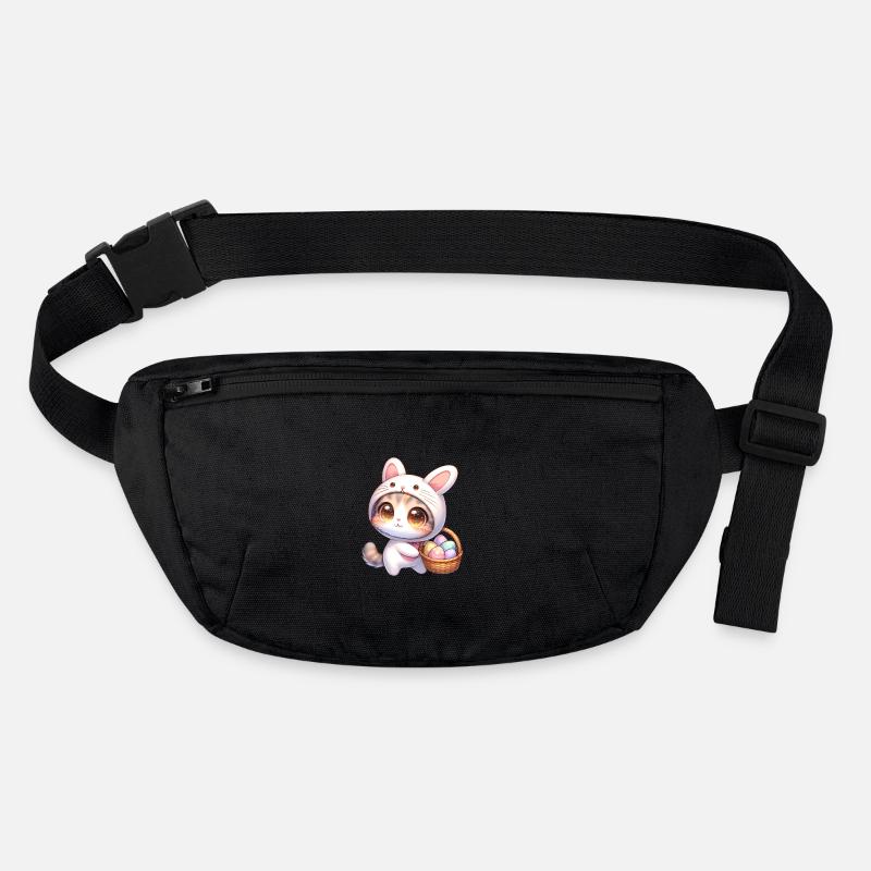 Katze im Hasen-Outfit mit Osterkörbchen Stanley/Stella recycelte Gürteltasche