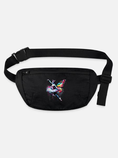 Ballerina with butterfly wings butterflies tutu - Stanley/Stella recycled Hip Bag  - black - Front
