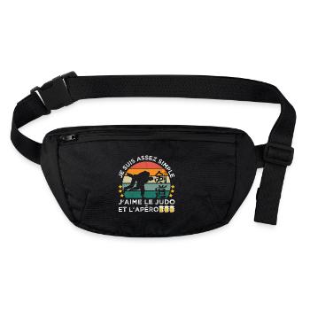 J' aime le judo et l' apéro humour judoka vintage - Sac banane recyclé Stanley/Stella - noir - Devant