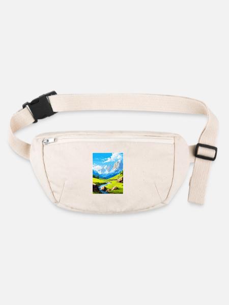 Picos De Europa National Park Spain Travel Poster - Stanley/Stella recycled Hip Bag  - natural - Front