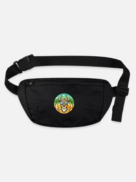 Antelope Funny Cartoon Summer Beach Sunglasses - Stanley/Stella recycled Hip Bag  - black - Front