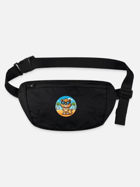 Liger Hybrid Löwe Tiger Katzenrasse Cartoon Strand - Stanley/Stella recycelte Gürteltasche - Schwarz - Vorne