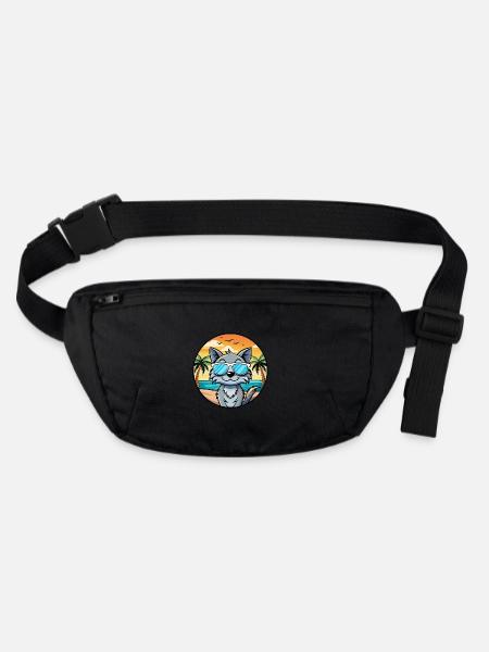 Australische Nebelkatzenrasse Cartoon Sonnenbrille Strand - Stanley/Stella recycelte Gürteltasche - Schwarz - Vorne