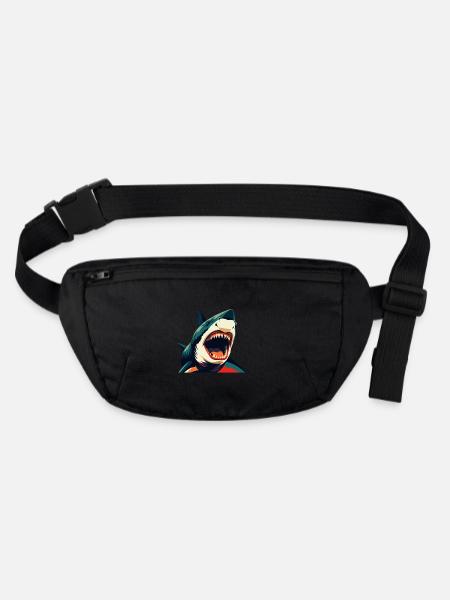 Hai Cartoon Figur Buntes Haustier Tier - Stanley/Stella recycelte Gürteltasche - Schwarz - Vorne
