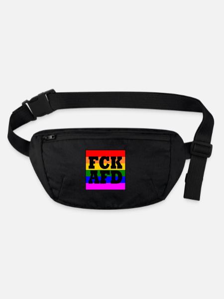 Fck afd - Stanley/Stella recycled Hip Bag  - black - Front
