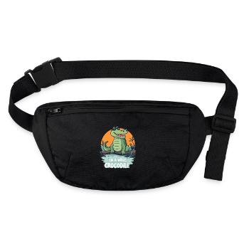 Lustiges Krokodil - In a while crocodile - Stanley/Stella recycelte Gürteltasche - Schwarz - Vorne