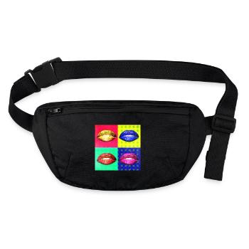 Lèvres colorées (Pop Art, Demi-teinte) - Sac banane recyclé Stanley/Stella - noir - Devant