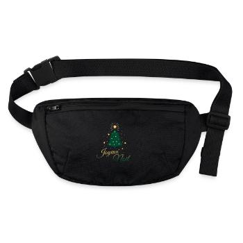 Sapin de Noël doré et vert : style festif - Sac banane recyclé Stanley/Stella - noir - Devant